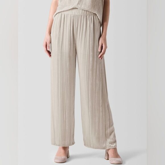 Eileen Fisher Pants - Eileen Fisher Wide Leg Pants Womens Size Petite Large Beige Velvet Lagenlook